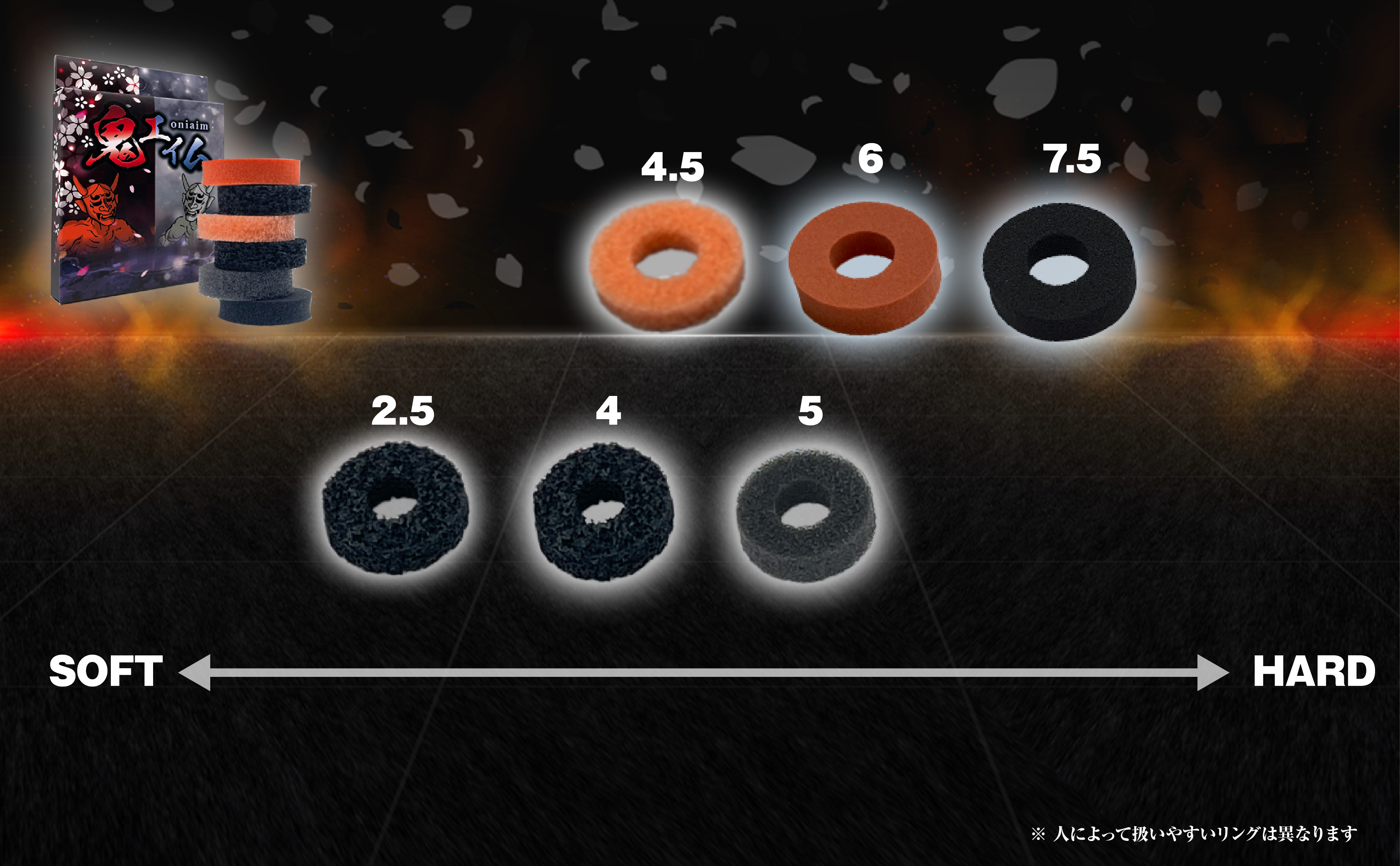 鬼輪-kirin- エイム向上リング ハイグレードサンプルセット(橙鬼・灰鬼各リング1個ずつ) 6個入り